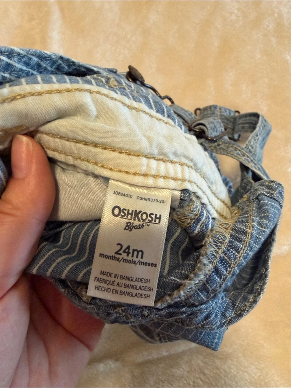 OshKosh B'gosh Blue Pinstripe Short Denim Overalls